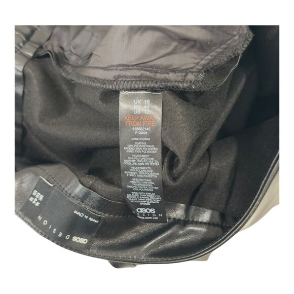 ASOS Design Black Faux Leather Flared Pants Women’s Size US 12 - Picture 8 of 12